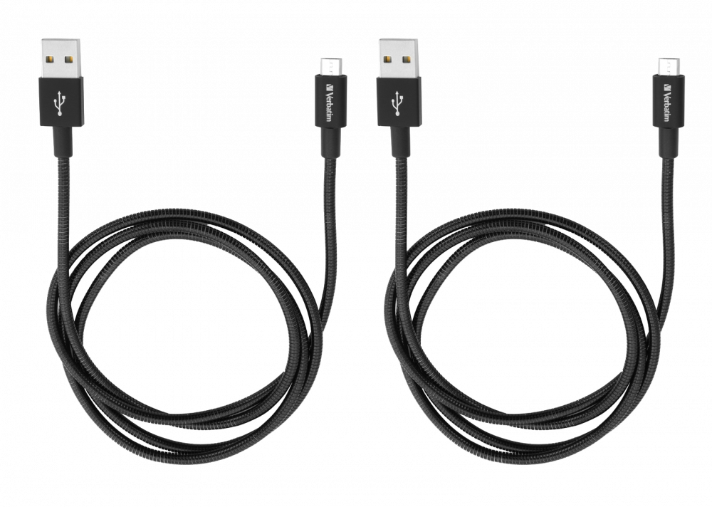 Micro USB Cable - 2 Pack Sync & Charge 100cm Black