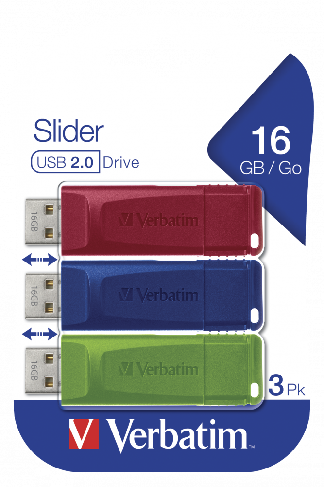 Slider USB Drive 16GB multipack